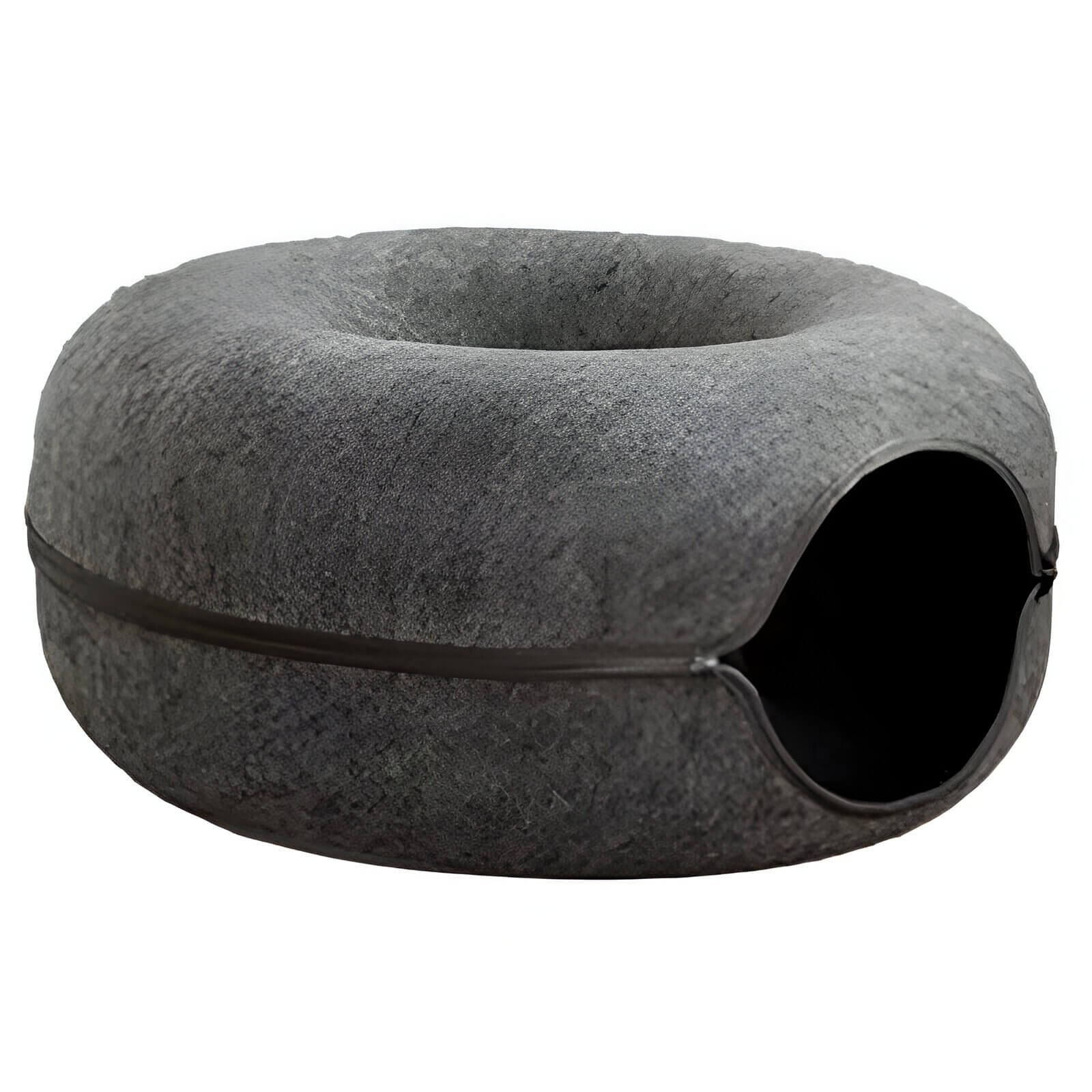 Lit donut pour 2 chats avec tunnel détachable – Jouet interactif en feutre, idéal pour le repos et le jeu